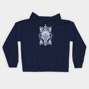 White and Blue Damask Kids Hoodie